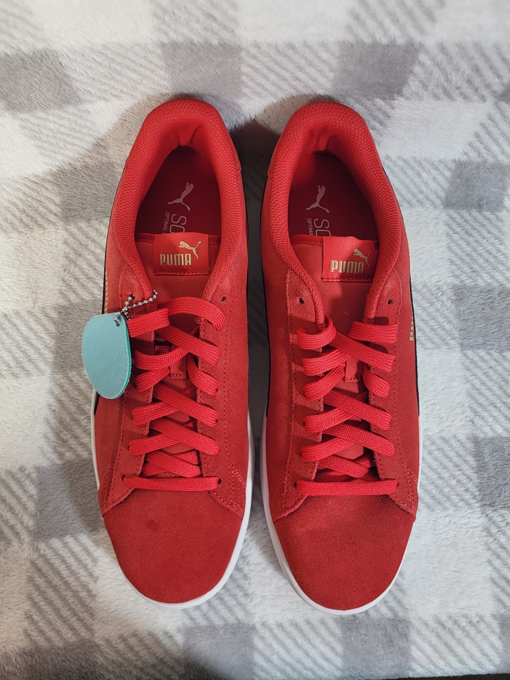 Men's Size 11.5 PUMA Red Suede Black White Low Top Sneakers Athletic - Picture 6 of 10